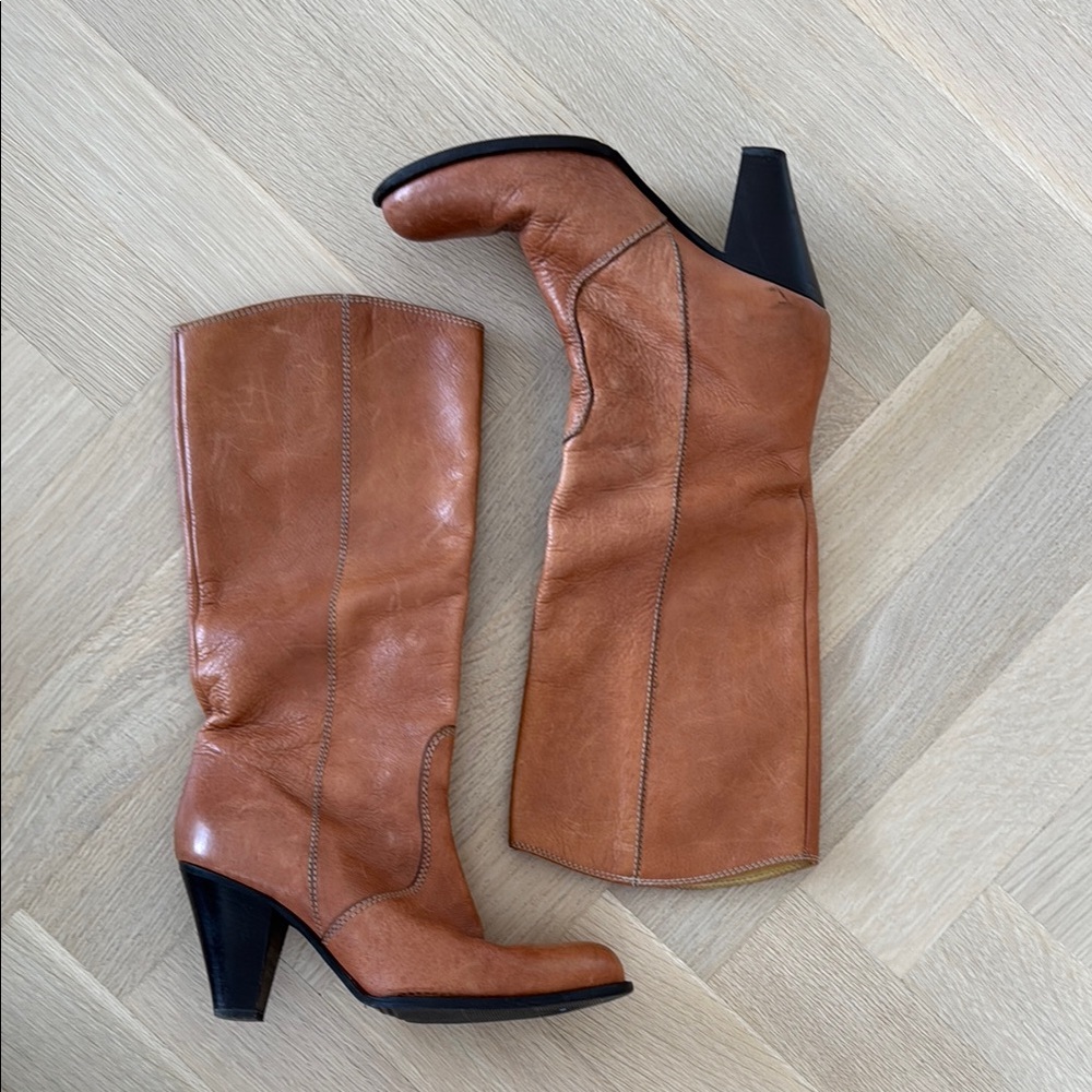 Madewell Tan Cowboy Style Heel Boot size 8